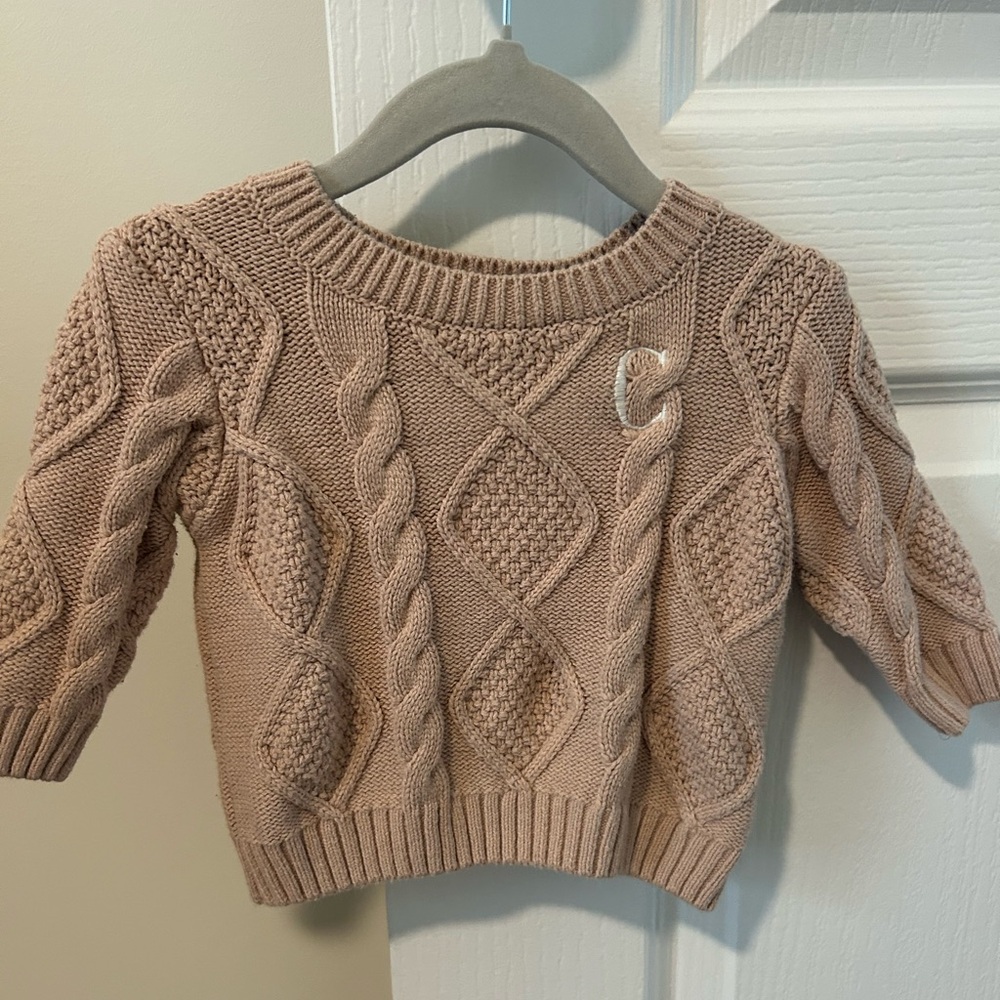 Grayson Mini Infant Cable Knit Sweater with embroidered “C”